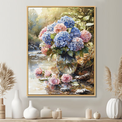 Chapman Hydrangeas And Roses By The River - Hydrangea Wall Art