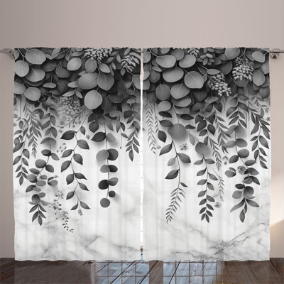 Ambesonne Curtains 2 Panel Set, Grey Eucalyptus Dimgray Coconut -  p_sd1620_108x84