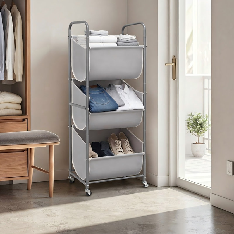 3 Tier Vertical Rolling Laundry Hamper with 3 Section Sorter