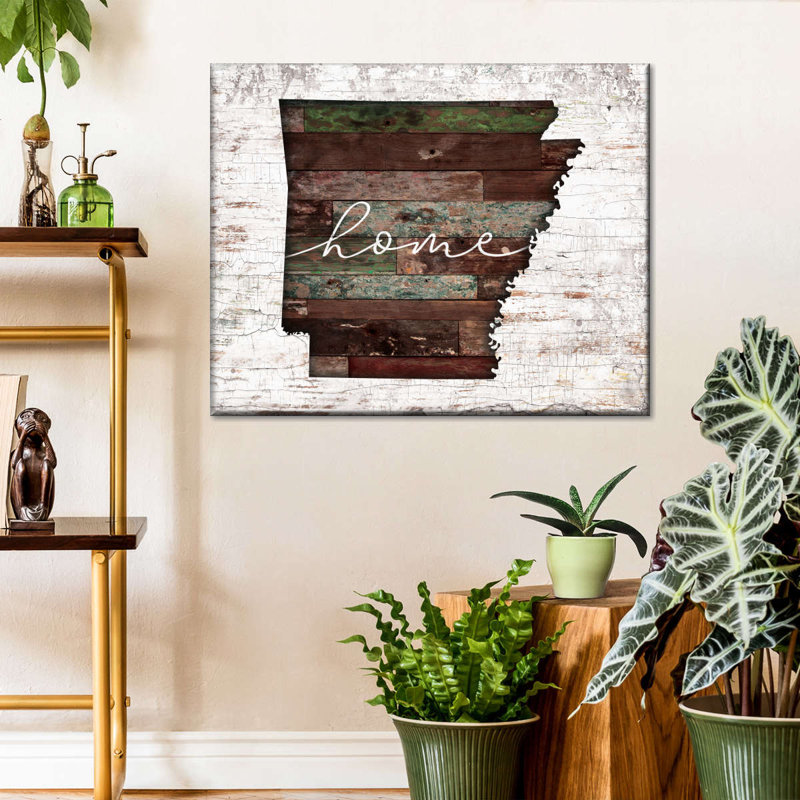 Arkansas Home Map - impression sur toile tendue, H 8 po x l 10 po x P 1 po