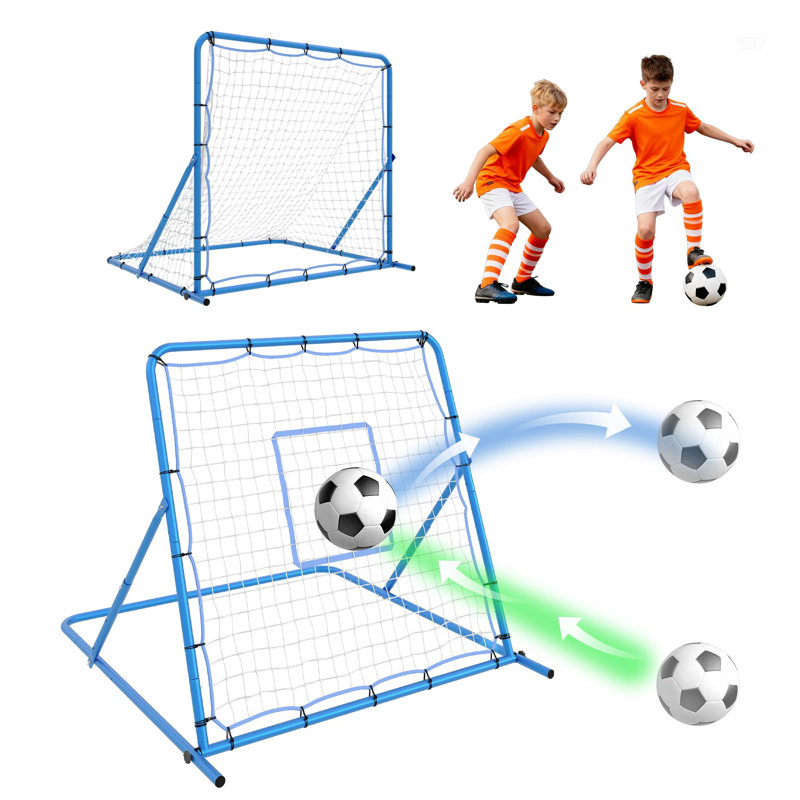 Filet de soccer et de rebond à double mode 4 x 4 pi, équipement d'entraînement à angle réglable pour enfants, adolescents, adultes