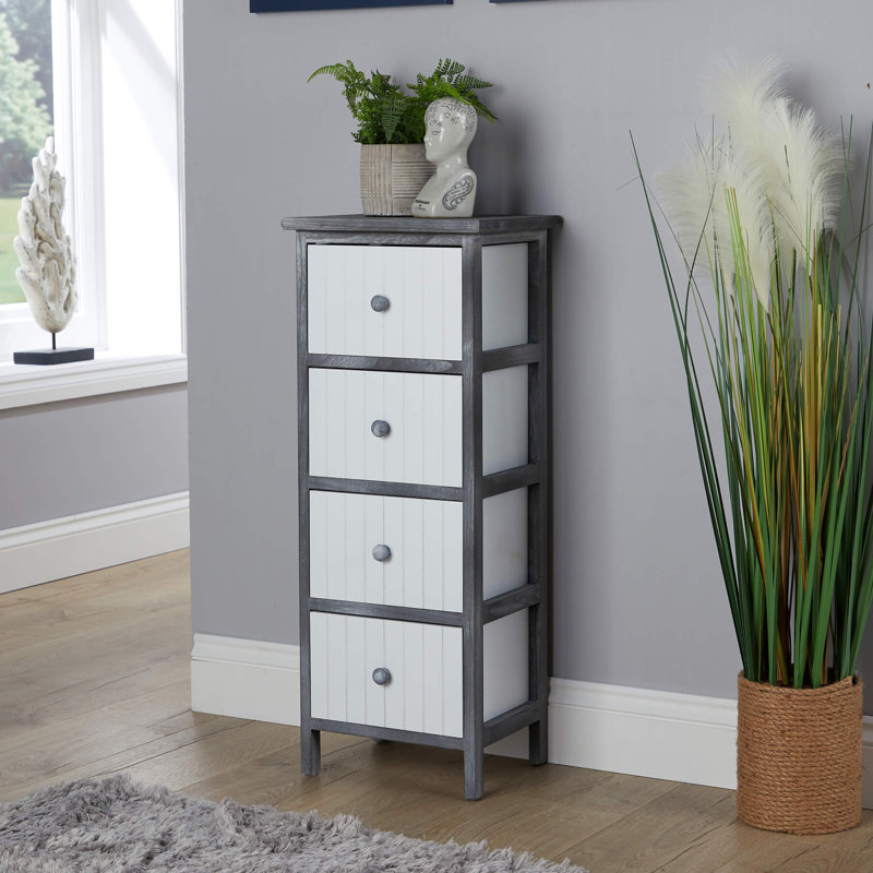 Rilana Fully Assembled 4 Drawer Grey and White Chest Storage Unit
