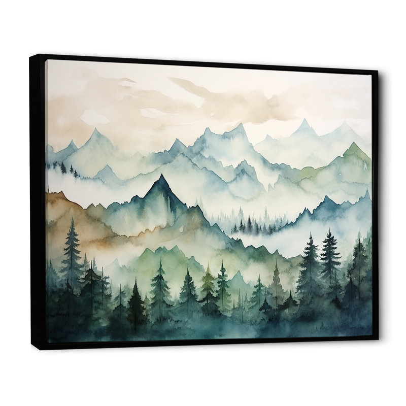 Sommet vert, montagnes du Japon - Art encadré au Japon, Cadre flottant noir, H 34 po x l 44 po x P 1,5 po