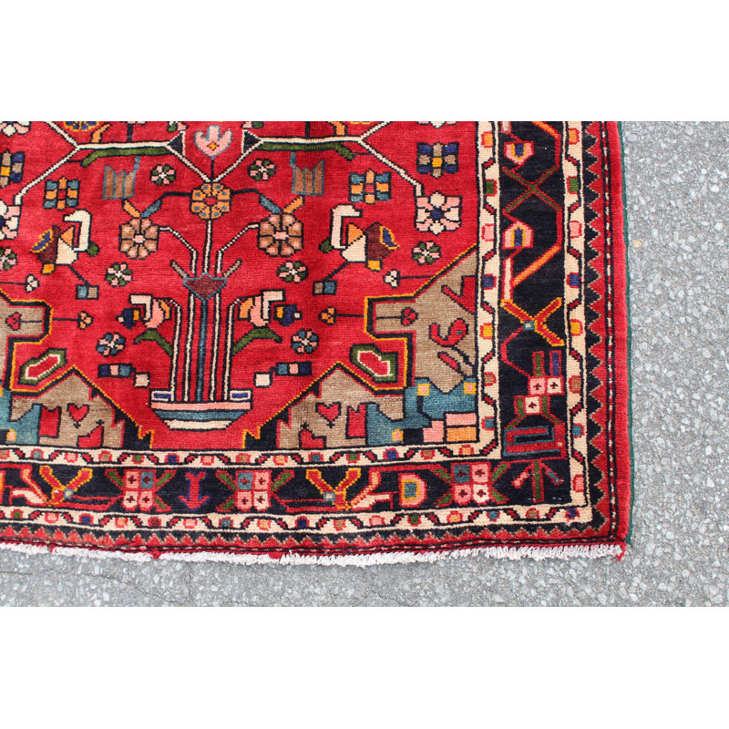 Tapis rouge 4X6 Vintage | Tapis oriental tribal tribal | Tapis bohémien Kazak | Tapis fait à la main