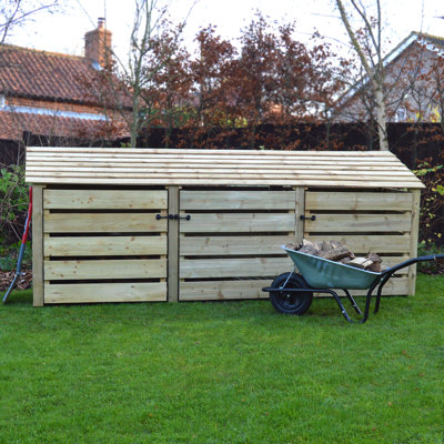 Urbanna 340cm W x 80cm D Solid Wood Log Store