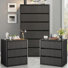 3-Piece Black Wavy Bedroom Furniture Set