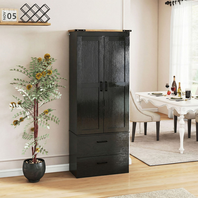 Garde-manger 67 po de hauteur avec tablettes réglables, noir, Gris