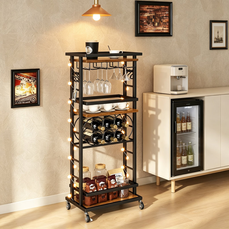 Wine Bottle & Glass Rack, Brown
