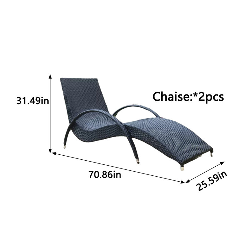 Chaise longue d'extérieur, Noir