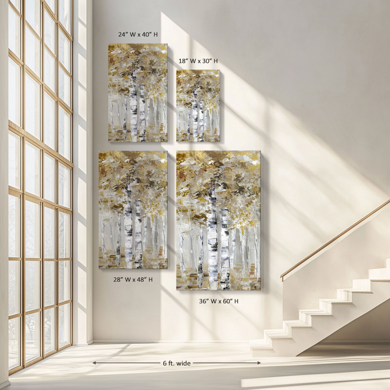 "Neutral Birch II" par Sally Swatland, reproduction sur toile, H 60 po x l 36 po x P 1,5 po