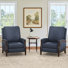 Liauro 32.3" Wide Genuine Leather Manual Recliner With Solid Wood Frame Handrail (Set Of 2)