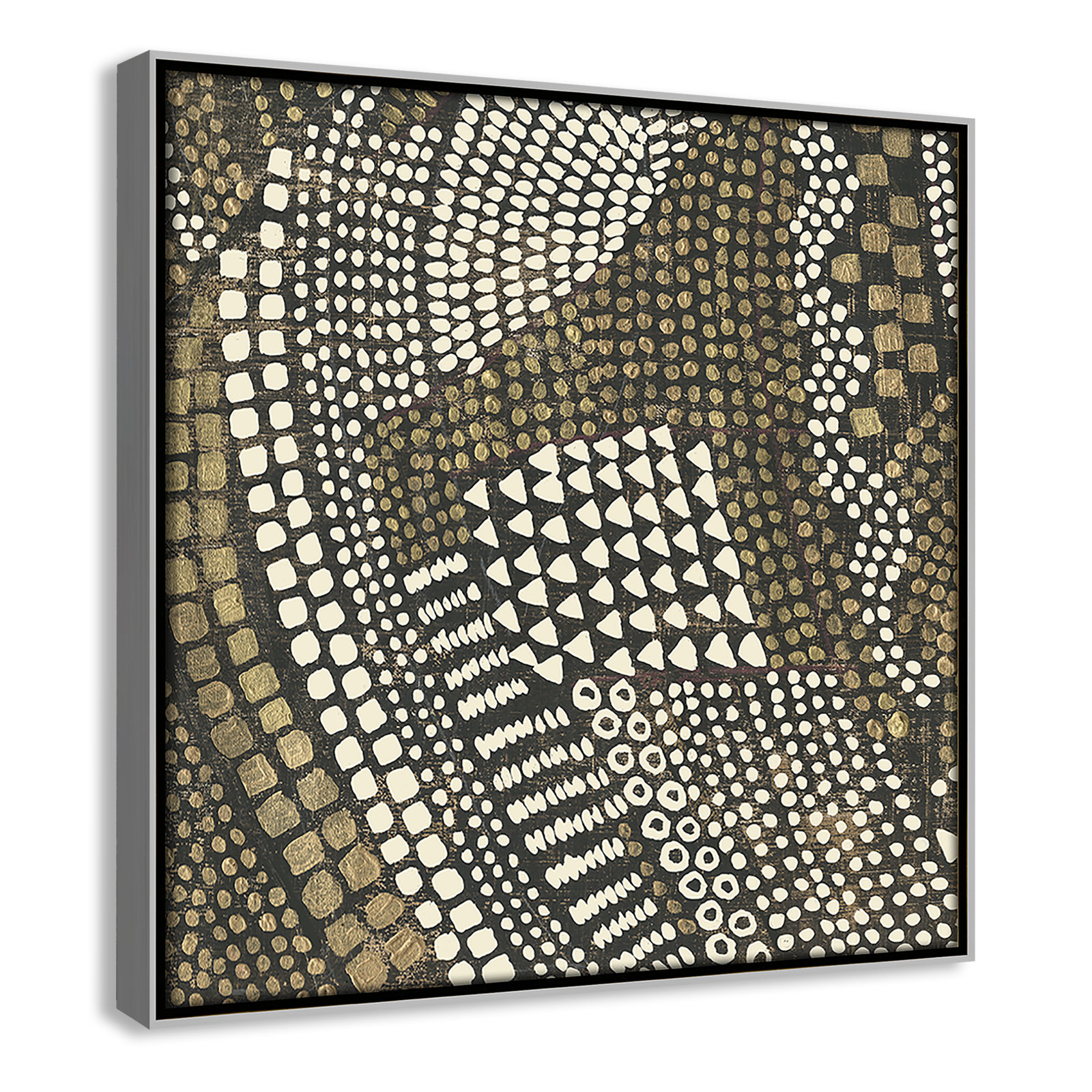 Bergen "Reaching Gold III" Painting, 13.5" H x 13.5" W x 2" D, Silver Framed