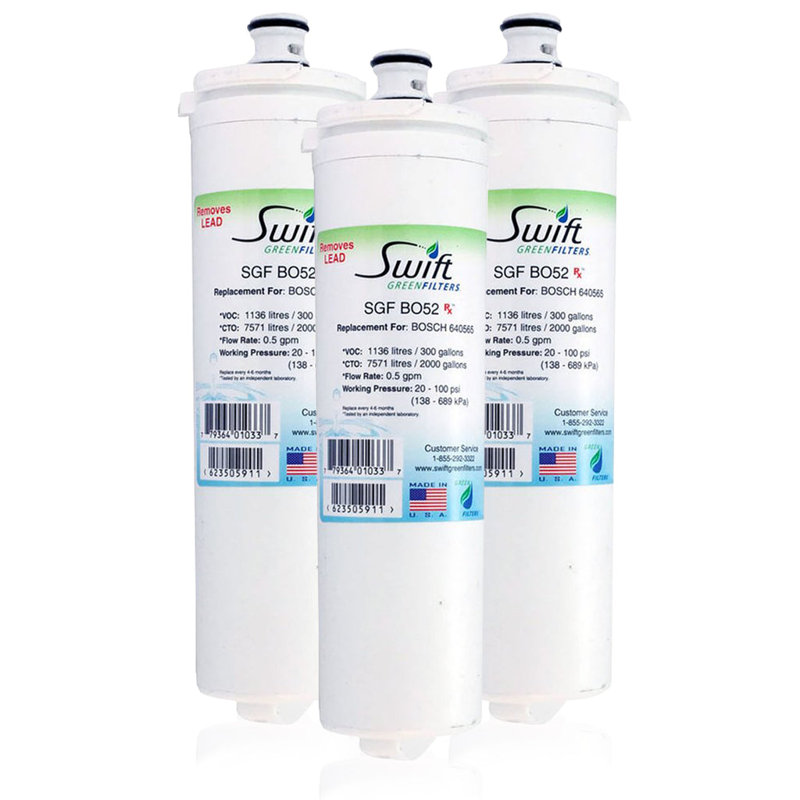 Swift Green Filters SGF-BO52 Rx Compatible Refrigerator Water Filter for EVOLFLTR10, 640565, 55866-06, AP3961137, B20CS5, CS-51, CS52, 3 Pack