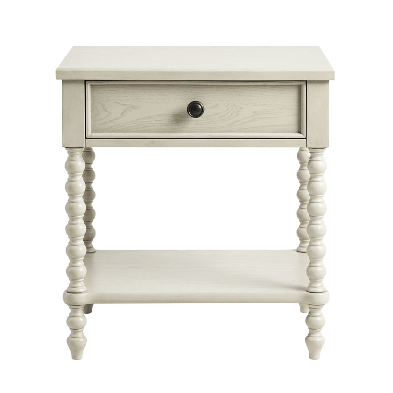 Table de chevet - Bois massif avec blanchi naturel, glissière de tiroir en métal, assemblage simple, l 24 po x P 18 po H 26 po en charisme, objet facile à assembler
