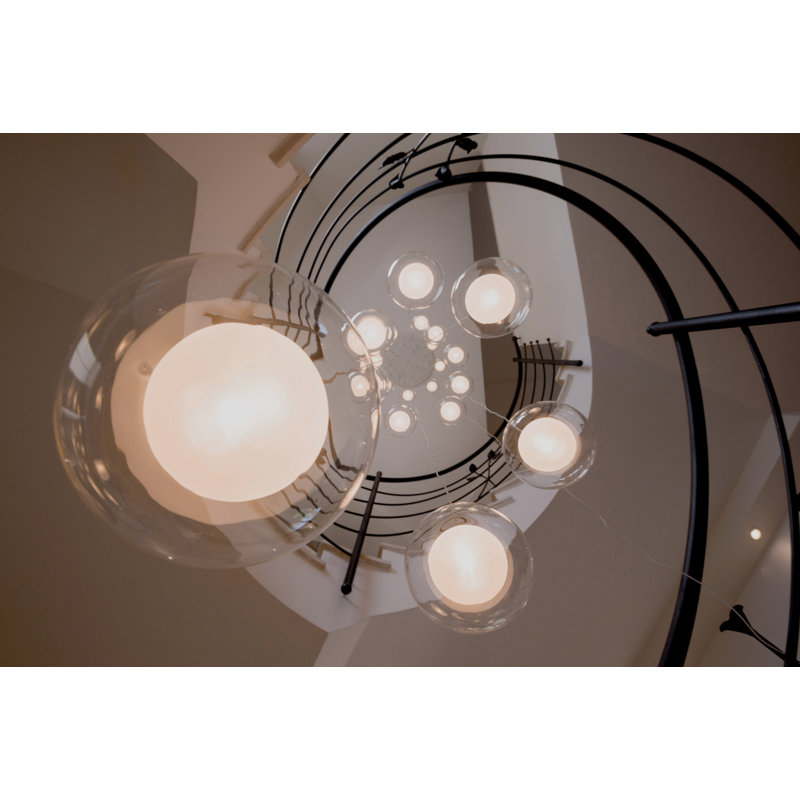 Reflection Moon 34 - Light Pendant, 144" H x 32" W x 32" D, Frosted Amber/Frosted White, White