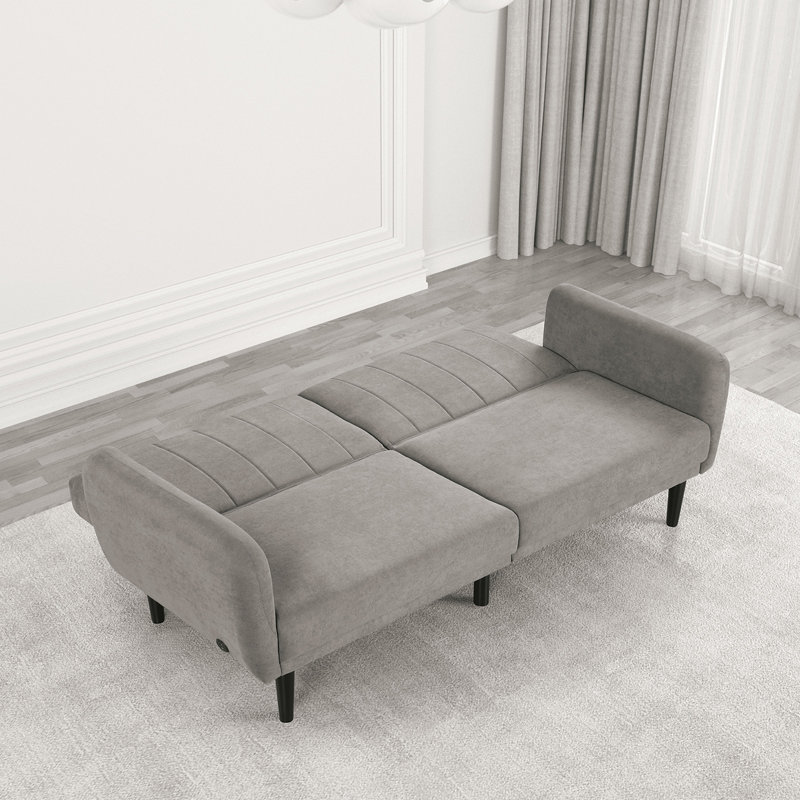 Contemporain convertible en lit canapé de futon 1pc, Gris