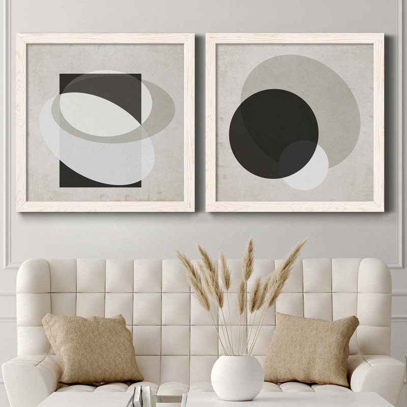 Moderniste Neutre III, ensemble de 2 reproductions d'art sur toile encadrées, H 31,5 po x l 63 po x P 1,5 po