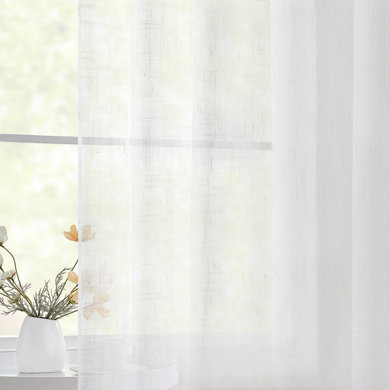 Ensemble de 2 rideaux transparents à plis pincés Twopages, Naturel, L 52 po x L 120 po