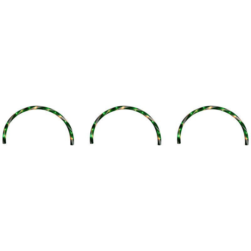 Candy Cane Outdoor Christmas Arch Pathway Markers - Green - Set Of 3