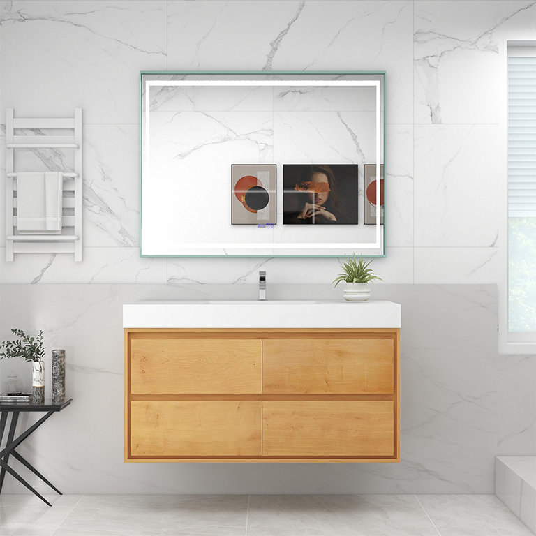 Wittig 48" Wall-Mounted Single Bathroom Vanity Set, Light Oak