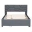 Lit plateforme tapissier avec tête de lit à motif brique et gigogne simple TG, tissu en lin-96022343-96022342