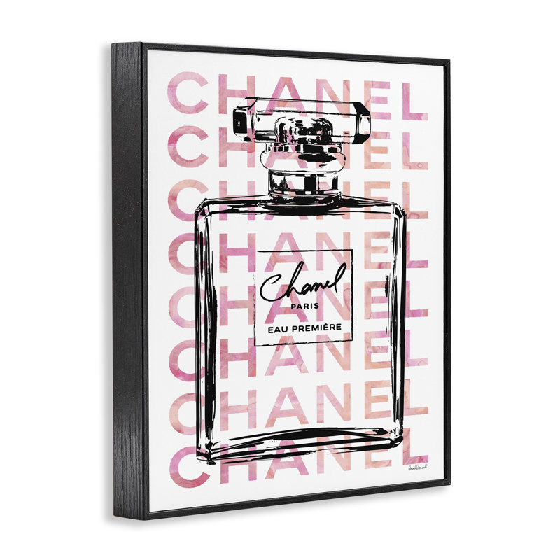 «Perfume Bottle with Words», impression, H 14 po x l 11 po, Giclée encadrée noir minuit