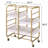 Gold And White Washed Serving Cart With 3 Adjustable Trays-114806186
