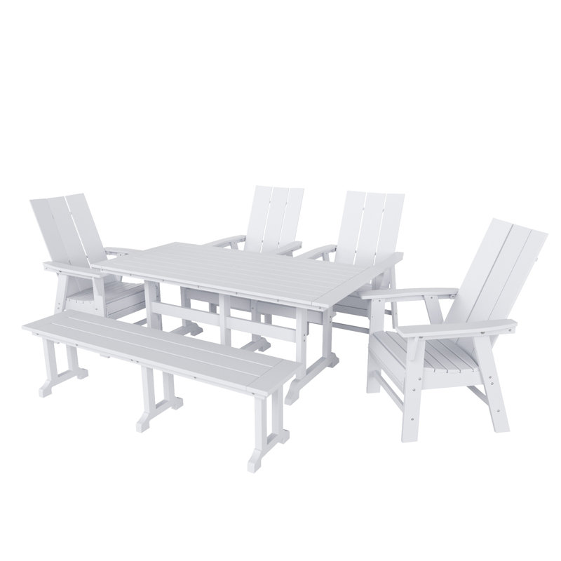 Joubert 6 - Person Patio Dining Set with Rectangular Table, White