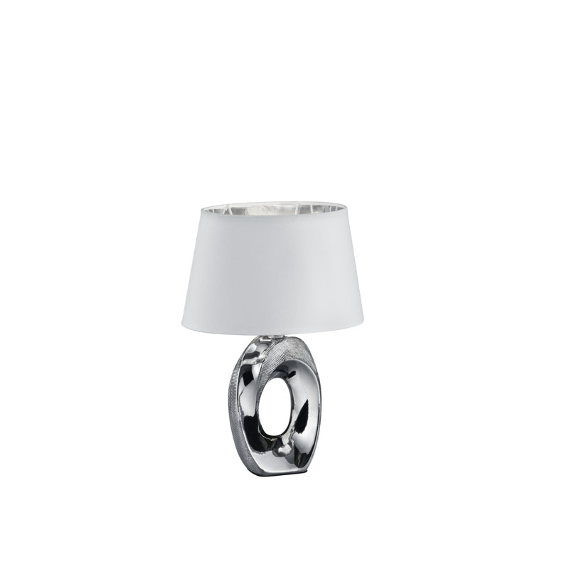 Kenia 33cm Table Lamp, Silver frame/White shade