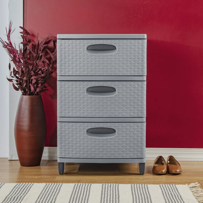 Sterilite 3 Weave Drawer Unit, 3 Drawers Storage Organizer for Bedroom, Bathroom, Basement or Office