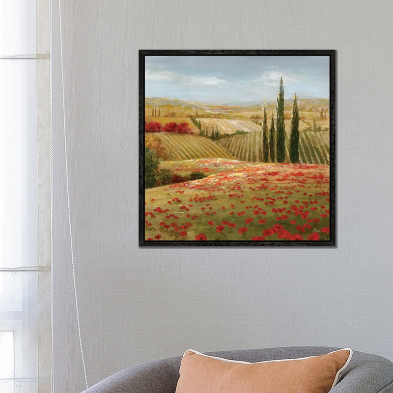 Tuscan Cypress II 1 Piece Painting on Canvas, 66.04 cm H x 66.04 cm W, Black Framed
