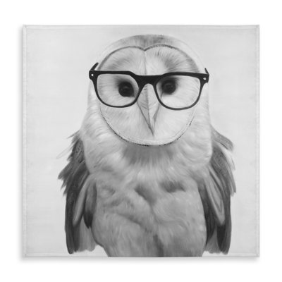 Realistic Barn Owl with Glasses  Monochrome Tablecloth  Home Decor