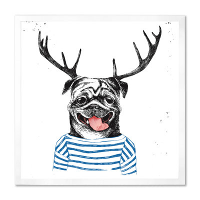 " Dressed Up Pug In Hipster Style "