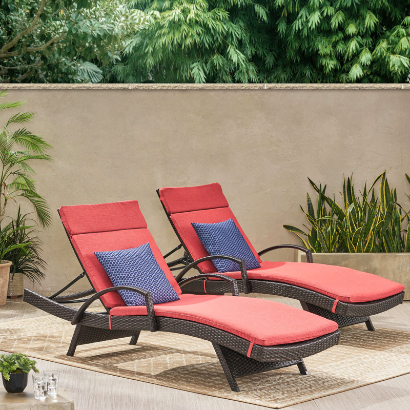 Cara IndoorOutdoor Chaise Lounge Cushion, Red