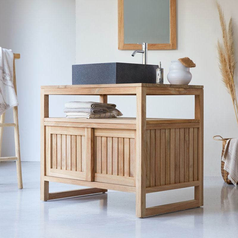 Colonial 90cm Single Bathroom Vanity Base Only in Brown