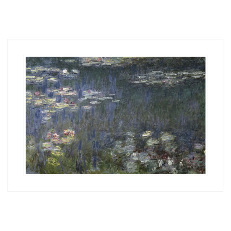 Nénuphars: reflets verts (section de gauche) par Claude Monet, impression giclée encadrée, H 21,49 po x l 29,5 po