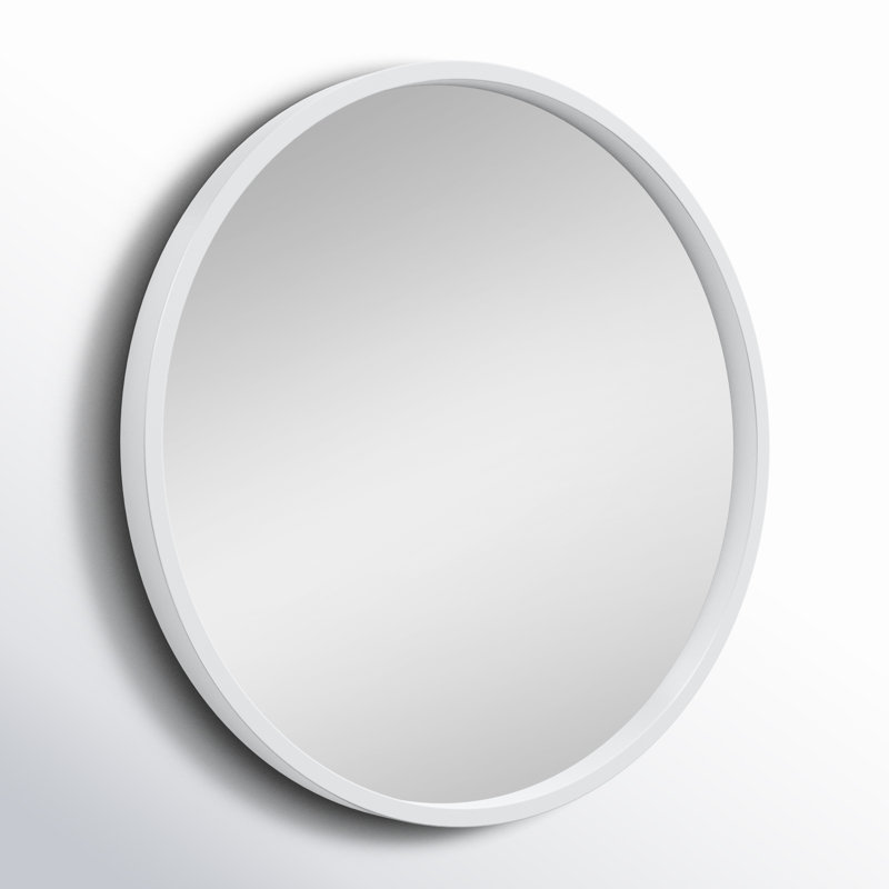 Arranjeet Modern Round Wall Mirror, 21.6" x 21.6", White