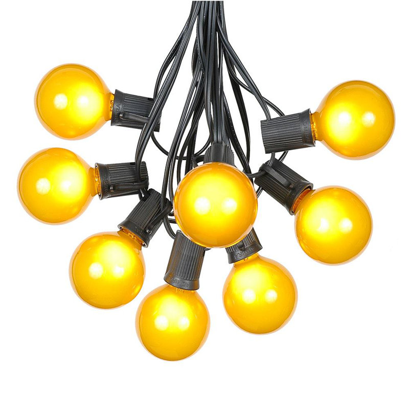 Outdoor 100 - Bulb 100'' Plug-in Globe String Light, Yellow, Brown