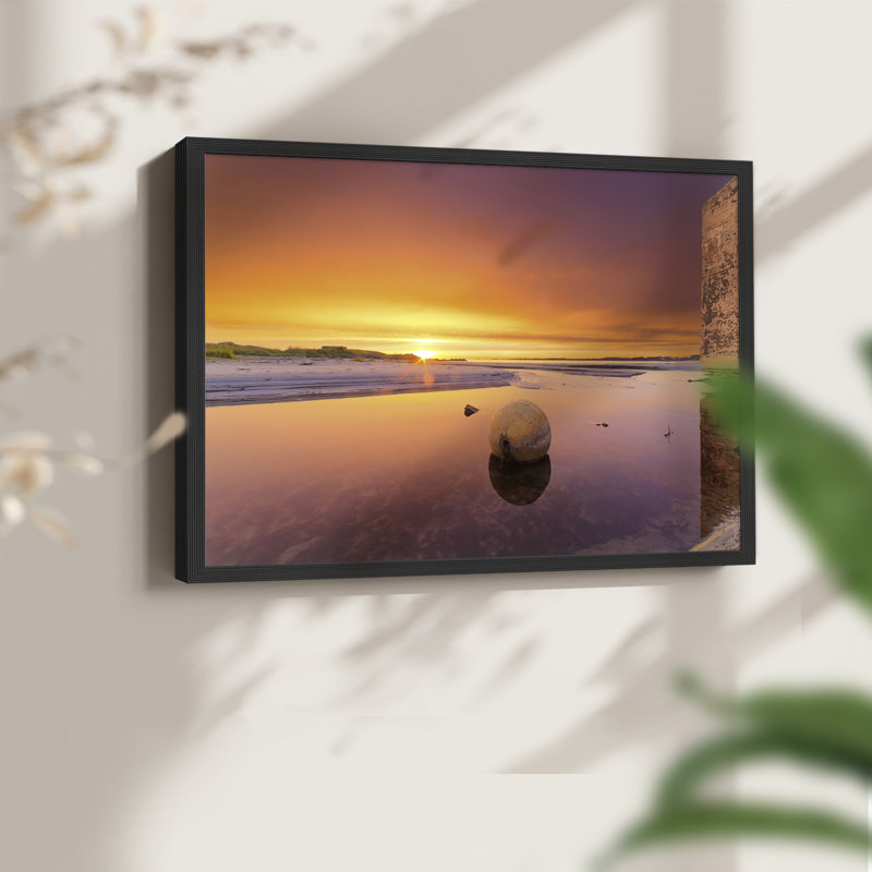 Sunset Tide -Framed Print - Restickable, 11" H x 14" W, Black