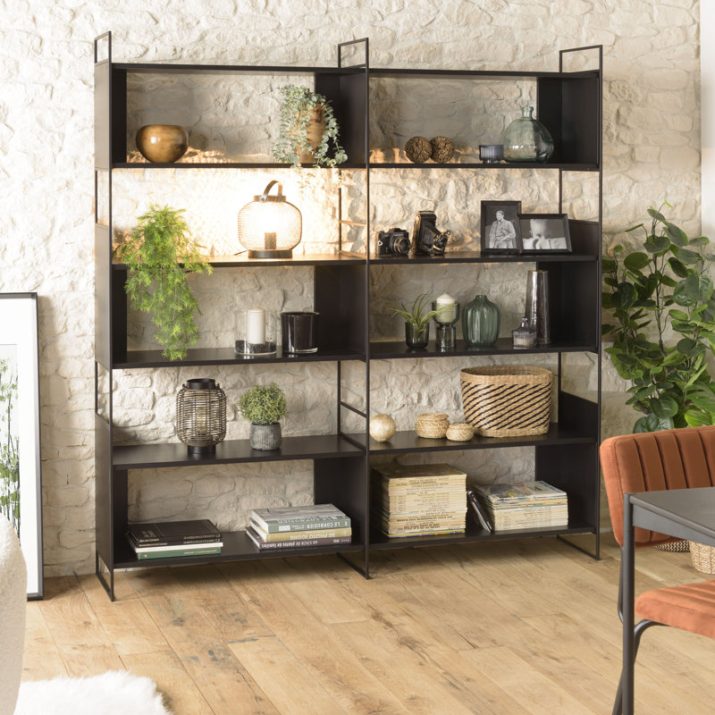 Ilyass 190 cm H x 181 cm W Iron Etagere Bookcase