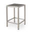 Table de bar d'extérieur en aluminium 43 po avec plateau en rotin PE, finition grise