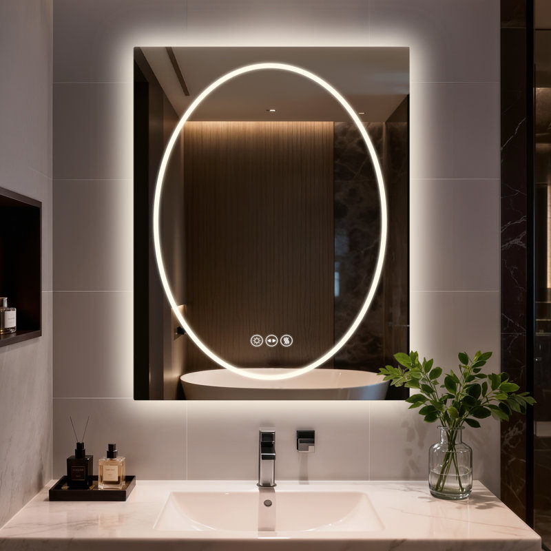 Debroh Wall LED Bathroom Mirror Backlit, 70 cm x 90 cm