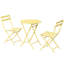 Ensemble bistro de patio 3 pièces, jaune - Chaises et table en métal pliables pour le bord de la piscine et l'extérieur