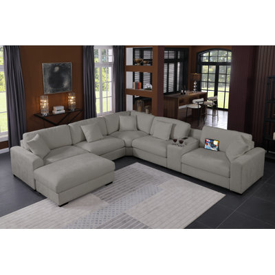 Modern Upholstered Cloud Modular Corner Sectional Sofa With Consoles by Latitude Run
