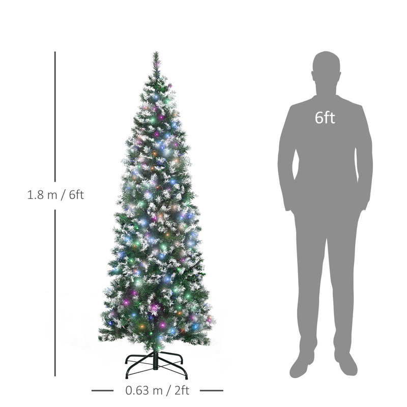 Lighted Artificial Pine Christmas Tree, 5.91ft H x 2.07ft W
