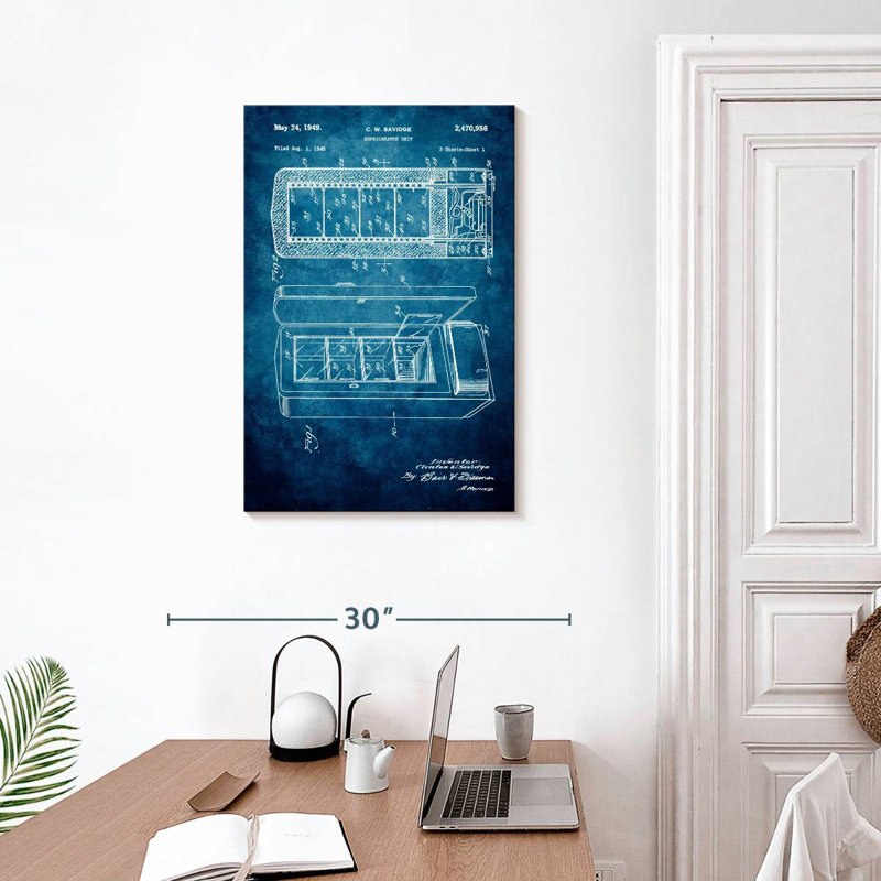 Réfrigérateur bleu verni, H 30 po x l 20 po