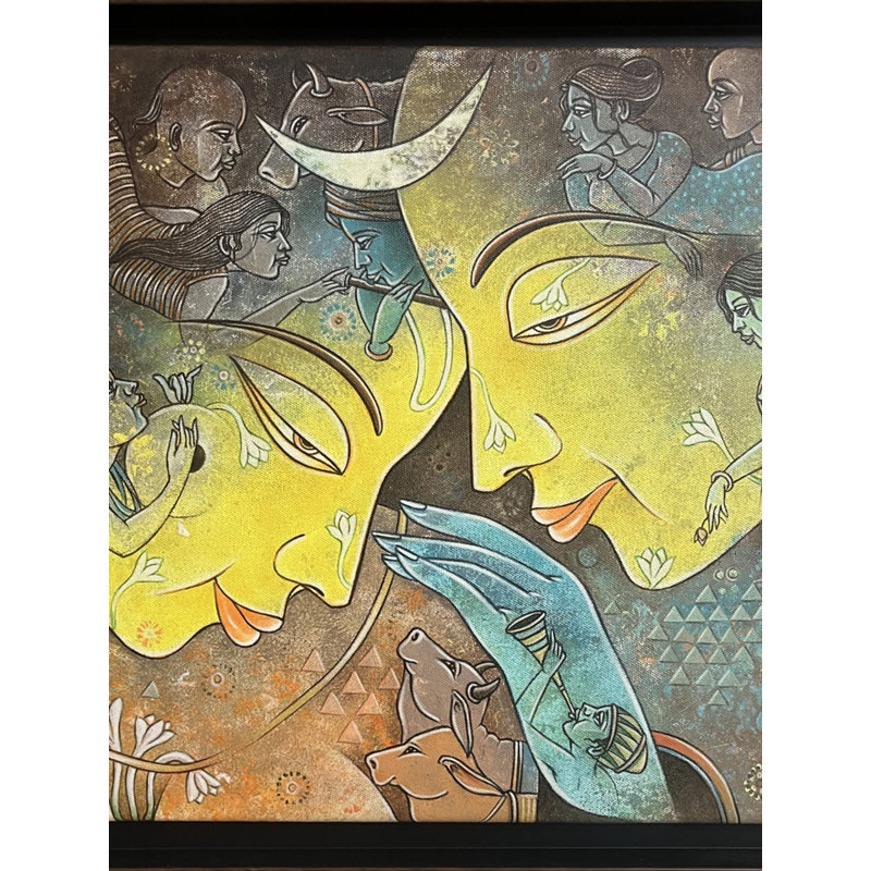 Couple - Thème de Dieu et de la déesse | Avec cadre | Arcylique sur toile | Par Shagun Sengar Shaha