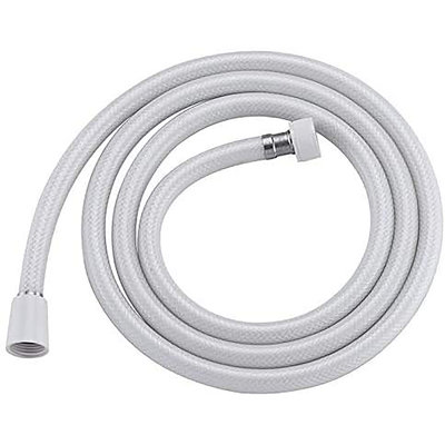 Soupape de douche à main en PVC blanc de 150 cm (59 pouces), extra longue, lisse et anti-torsion, avec âme pivotante en laiton.