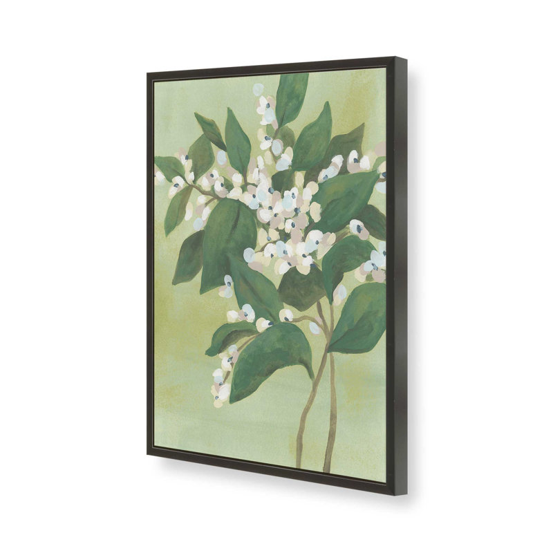 «Verdant Branch Blossoms II» par June Erica Vess, reproduction d'art, Impression sur cadre ouvert sans papier mat, Noir