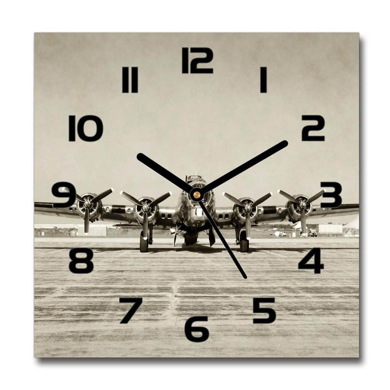 Glass Wall Clock, Black/Beige